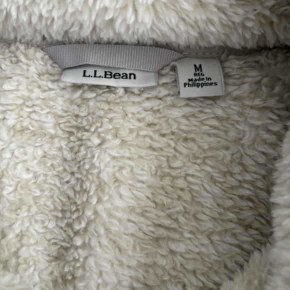 LL Bean Womens Super Soft Cream Fleece Quarter Zip with Pockets, Size M - Picture 4 of 5